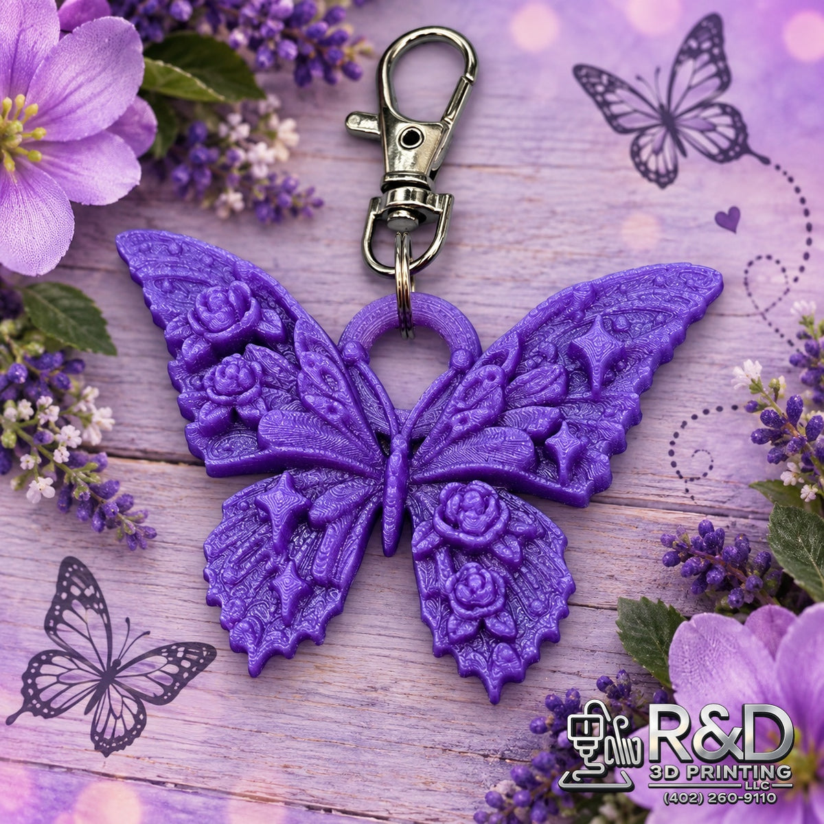 Rose Butterfly Bag Charm