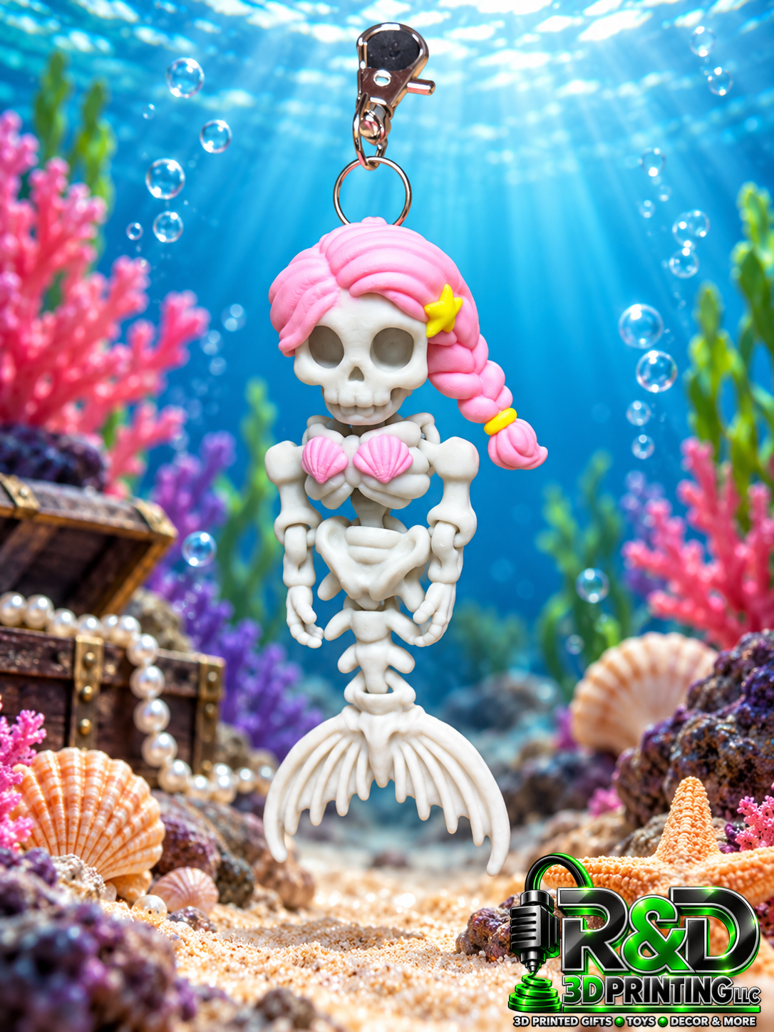 Skeleton Mermaid Bag Charm