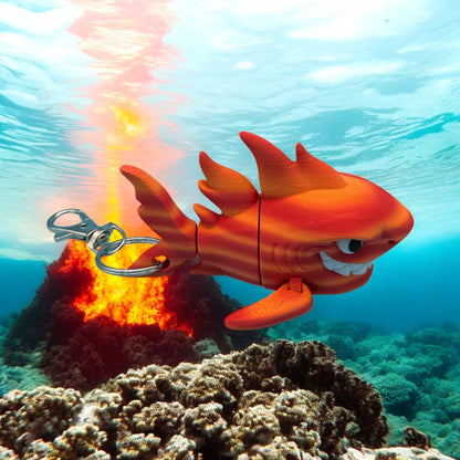 Elemental Fire Shark Bag Charm