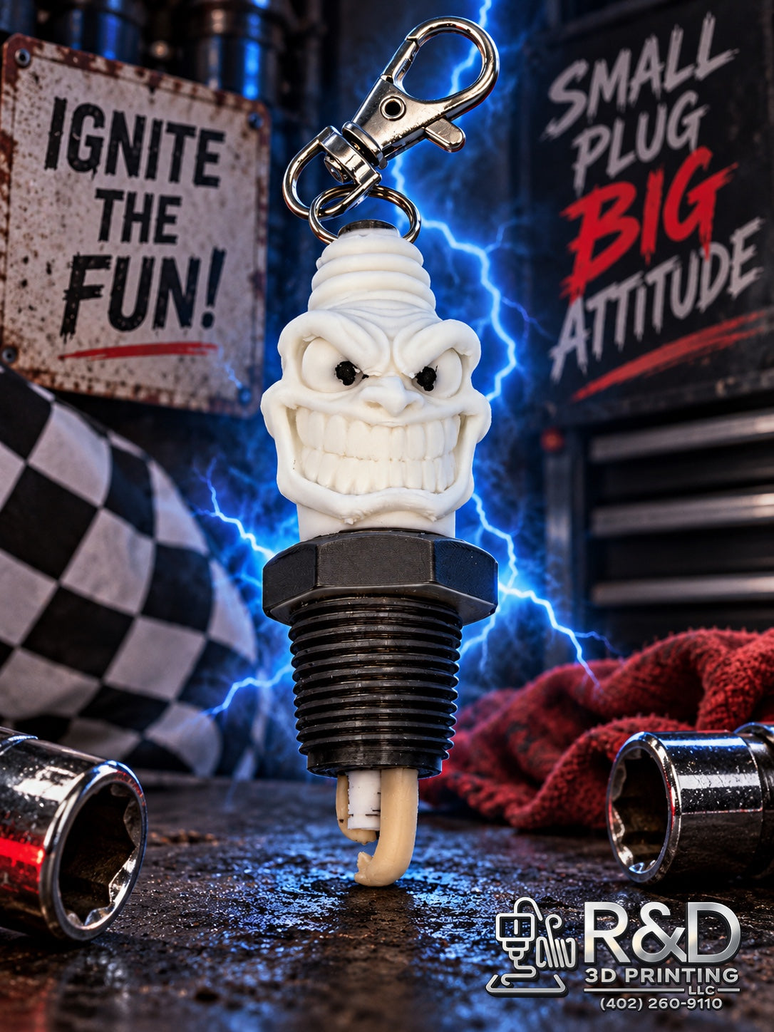 Evil Spark Plug Bag Charm