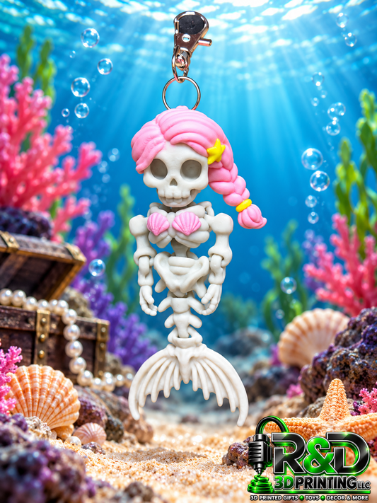 Skeleton Mermaid Bag Charm