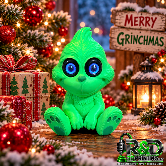 Baby Grinch with electronic eyes