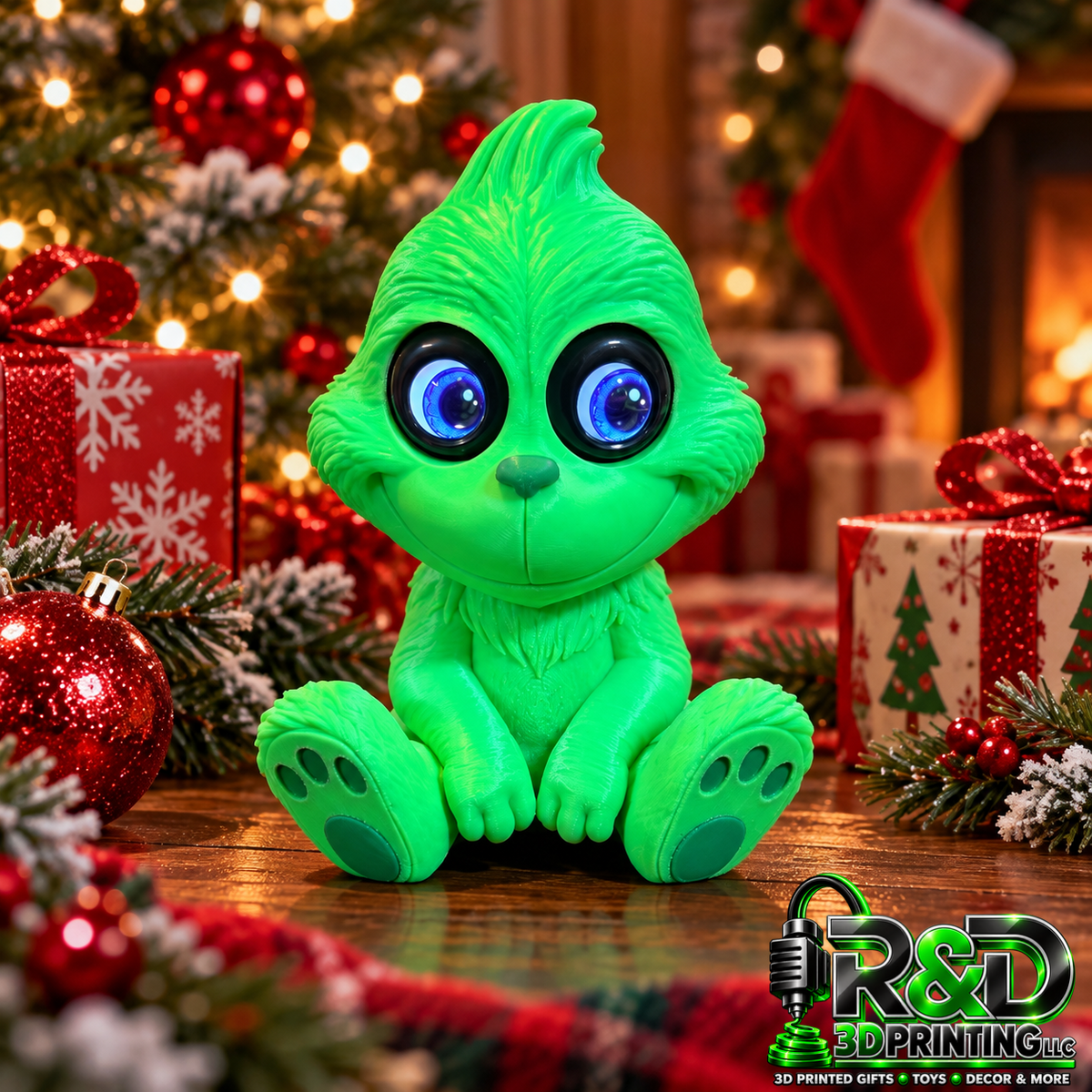 Baby Grinch with electronic eyes